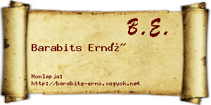 Barabits Ernő névjegykártya